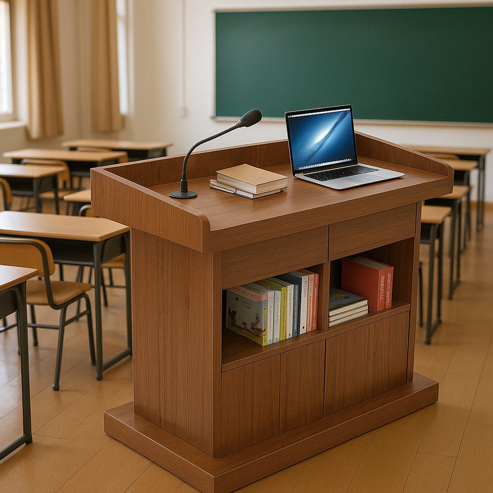 Lectern, teacher's desk, multimedia presentation stand, welcome desk, school classroom teacher's lectern table