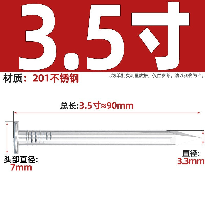 304/201 Stainless Steel Round Nails Steel Nails Element Nails Woodworking Wood Painting Nails Extended Western Nails Iron Nails Floor Nails
