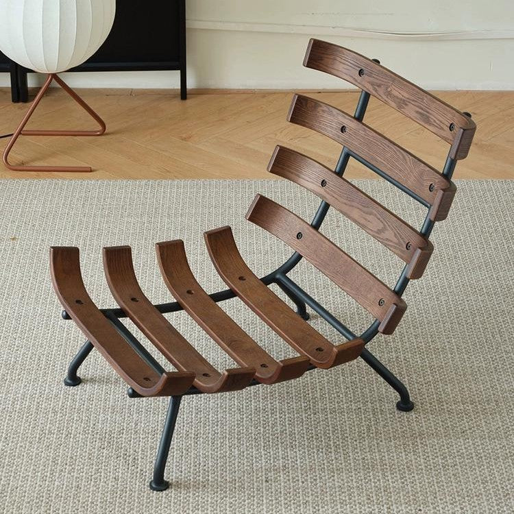Scandinavian balcony casual genuine leather sofa chair living room for home casual chair urban retro single sofa lazy sofa