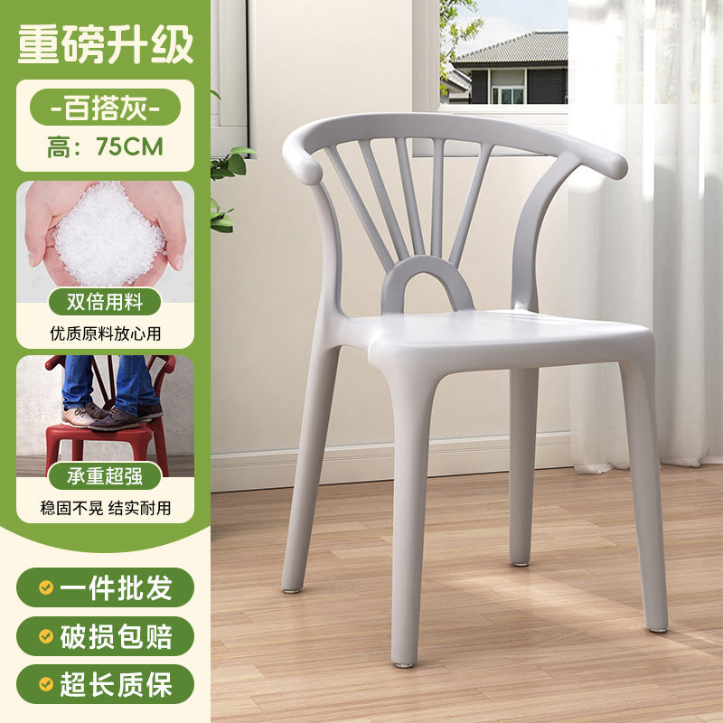 Scandinavian dining table and chairs modern casualthickened stool plastic chair dining chair for home backrest desk chair stackable stool