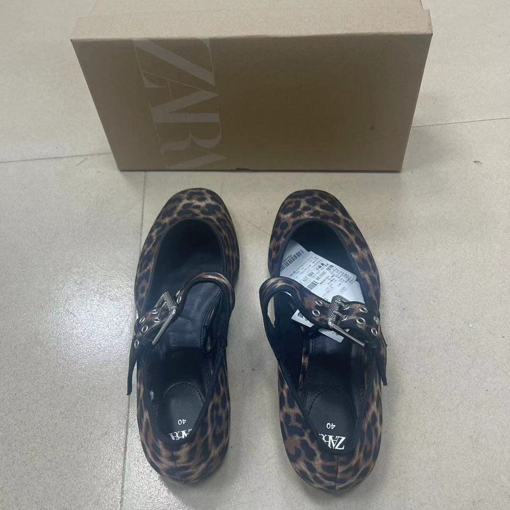 Za new 2024 autumn leopard print fashionable women's round toe flat shoes - stylish and minimalist flats