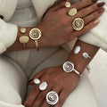 European and american cross-border fashion exaggerated irregular swirl design open ring alloy geometric spiral bracelet set for women