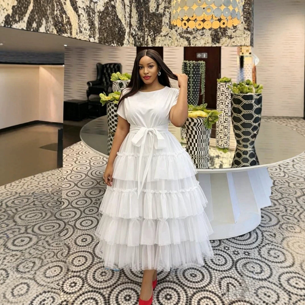 supply cotton feel round neck sleeveless double layer looseplaid cake tutu skirt dress african long skirt women's clothing