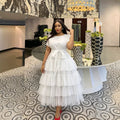 supply cotton feel round neck sleeveless double layer looseplaid cake tutu skirt dress african long skirt women's clothing