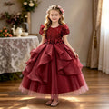 New arrival: flutter sleeve children's formal dress - floral princess gown for flower girls & party events