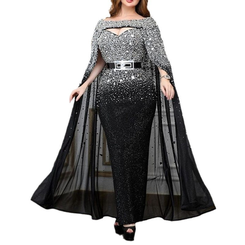 2025 european and american sexy bodycon gradient evening dress - european and american sexy bodycon gradient gold-sprayed evening dress