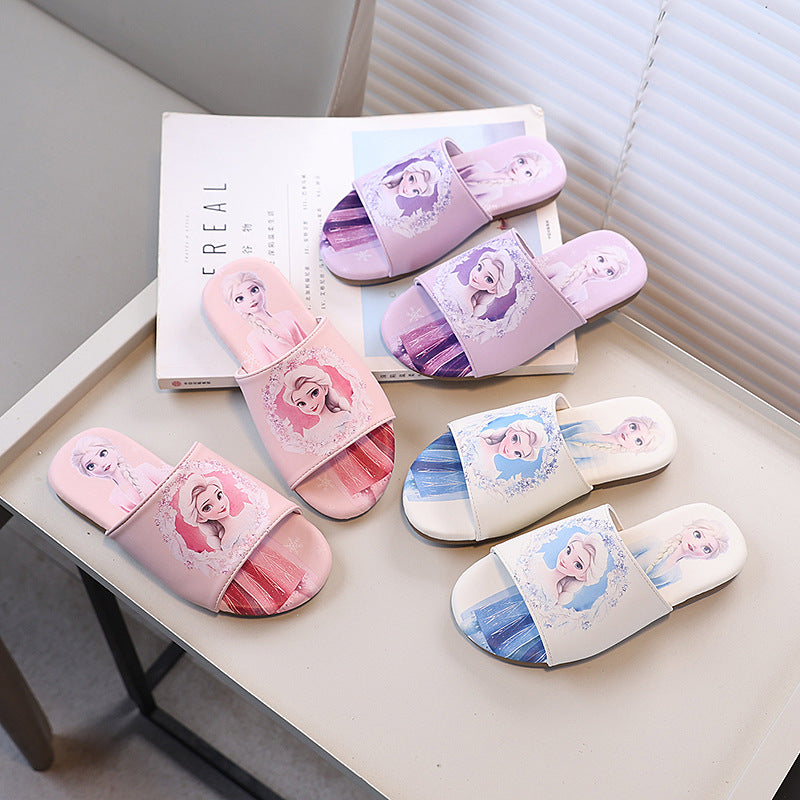 Vancahao sandals & slippers -  summer new arrivals: stylish frozen-themed family slides for little girls and big kids, featuring soft soles