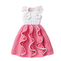 Sweet and adorable girls' (small) dress, sleeveless collared embroidered mesh dress with woven belt