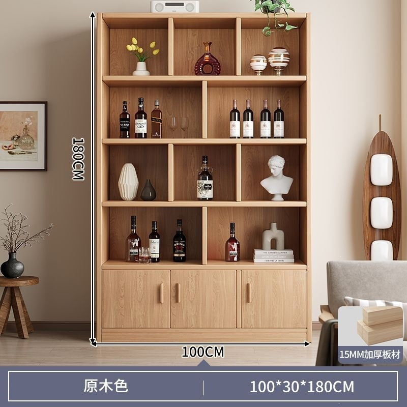 For homefloor-standing storage rack, whole wall storage cabinet, multi-layer solid wood wine cabinet, all-in-one wall bookcase, living room storage cabinet