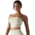 New arrivalpure color chest-wrapped yoga wear tops pleated tube top breathable silm anti-shedding running sports intimates fitness wear