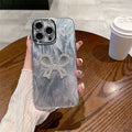 Feather yarn silver is suitable for apple 16pro bow with lens film mobile phone case iphone13/11 hard protective case