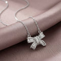 Popular internet celebrity fashion copper gold-plated full diamond bow necklace for women accessible luxuryniche styleeasiest for match titanium steel clavicle chain jewelry