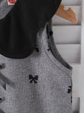 spring/summer new arrival: cross-border girls' preppy bowknot print romper