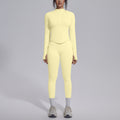 European and american seamless yoga set - slim fit zipper jacket & peach lift butt leggings - women's activewear workout outfit