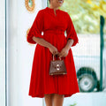 D3251 european and american women's clothing  autumn/winter new fashion elegant plus size pleated foreign trade a-line dress african dress