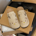 Sewing cartoon cat birkenstock shoes women's half-slippers thick sole loafers outweareasiest for match soft bottom spring summer toe-cap shoes wholesale