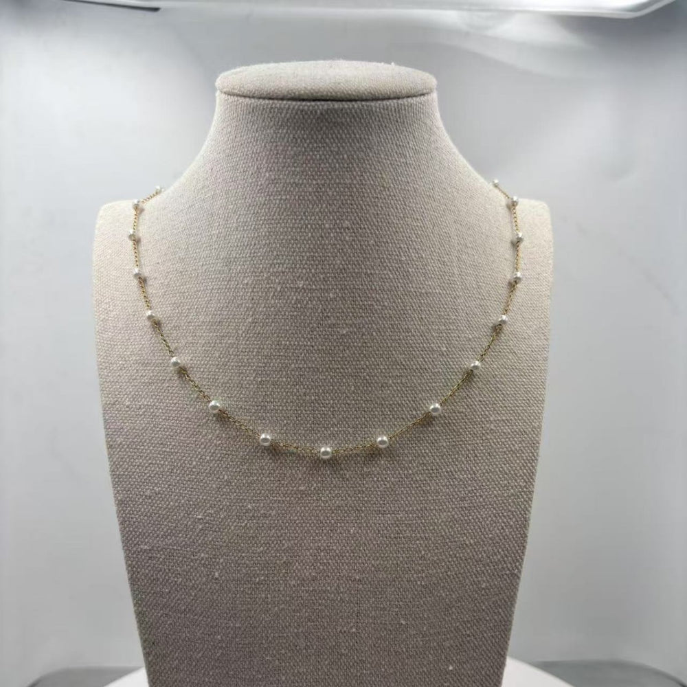 Colorfast pearl gypsophila necklace collarbone chain women's fashionelegant super fairy necklace trendy