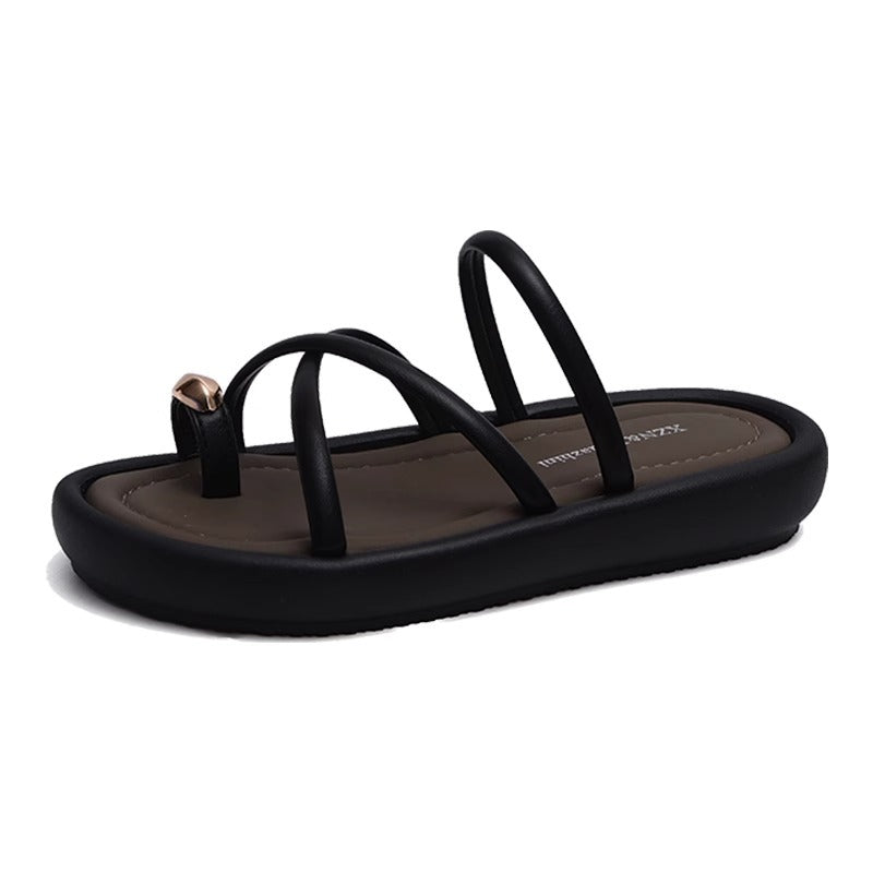Thick sole toe sandals women's 2026 summernew arrivaloutwearfashionclassy fairy style cross beach sandals