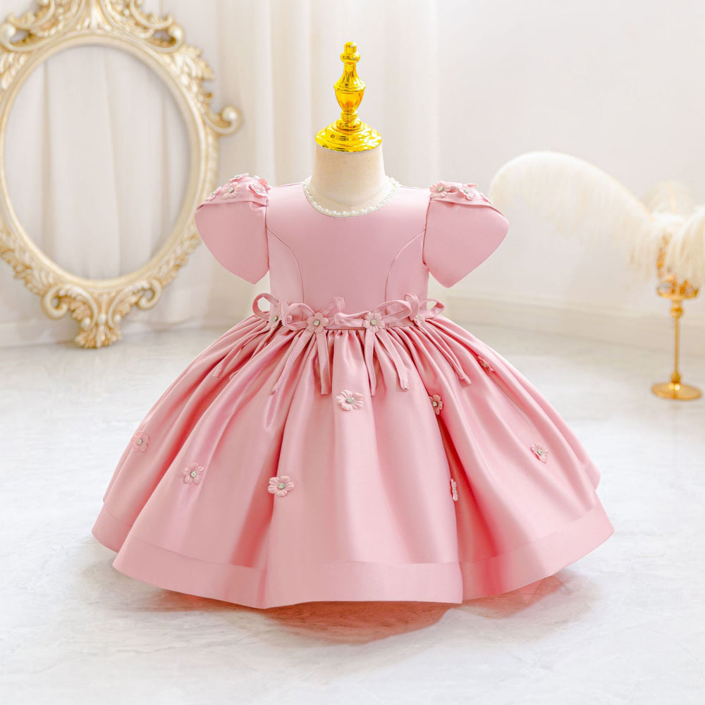 New arrival: children's satin beaded princess dress - perfect for baby girls' birthday parties and special occasions