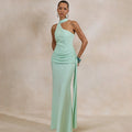 Amazon  autumn new arrival: elegant, socialite-style halter neck sleeveless irregular pleated waist tie-up dress