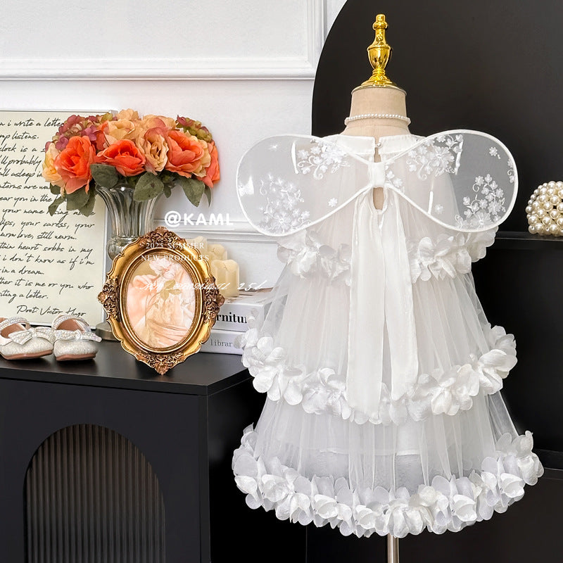 Girls' dress  korean style petal princess dress fairy dress dance performance gown