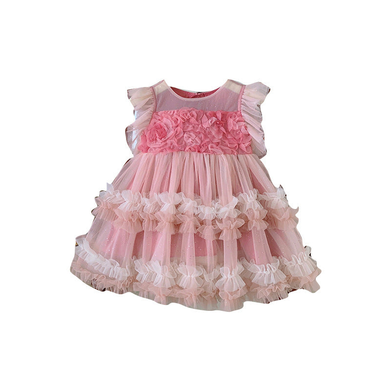 Girls' dress -  summer new arrival - korean style baby girl's chic mesh tutu dress - children's fairy gown
