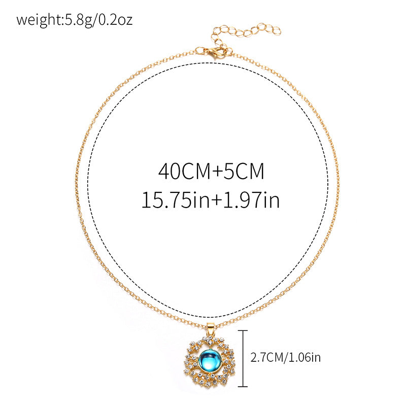 O-shaped chain wholesale european and american cross-border jewelry women's fashion diamond-encrusted personalized alloy planet autumn and winter korean ins necklace