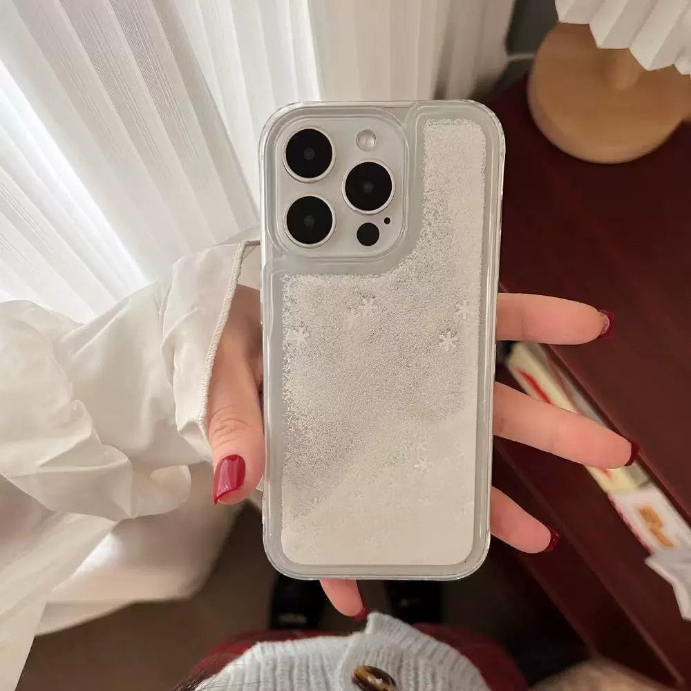 Dynamic snowflake star quicksand case for iphone 18, apple 17 pro max transparent protective cover 16