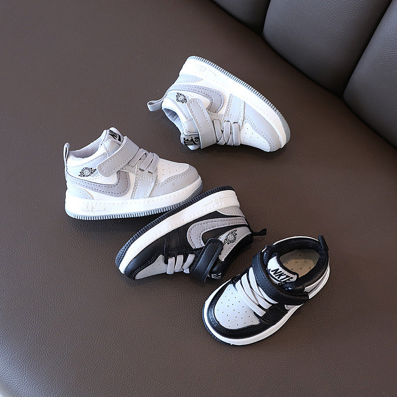 Boys' mid-top sneakers,  spring/autumn new collection, kids' shadow grey single shoes, toddler & baby skate shoes, girls' shoes