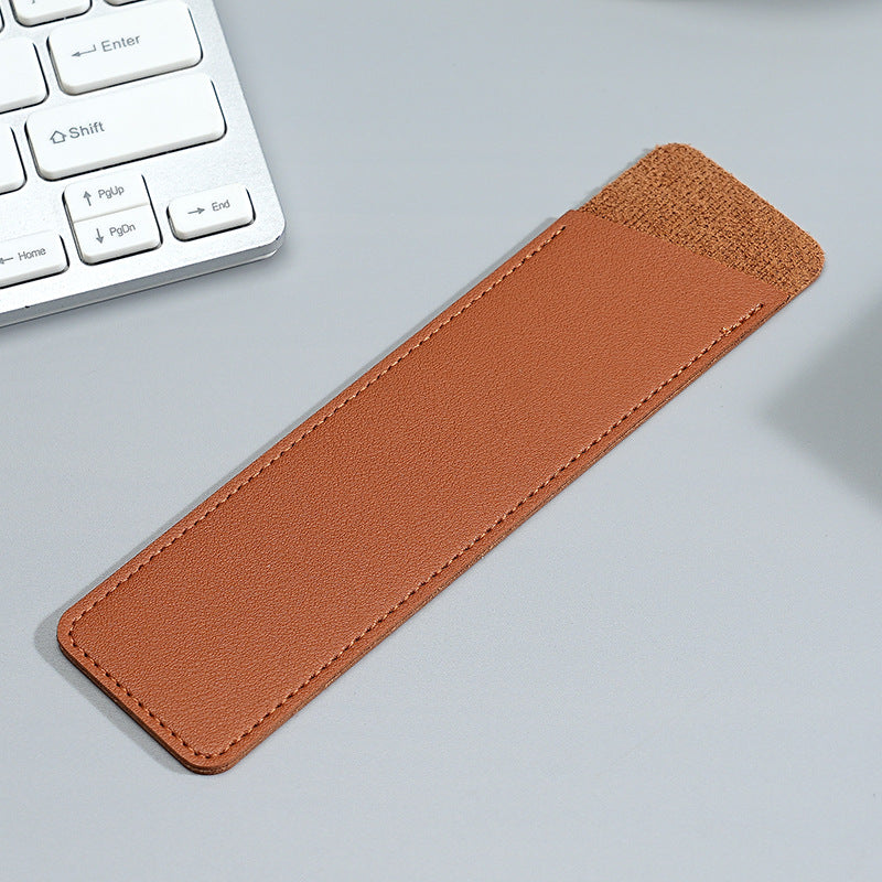 Spot retro PU pencil bag, simple literary storage bag, student stationery, pen case, single and double solid color protective case