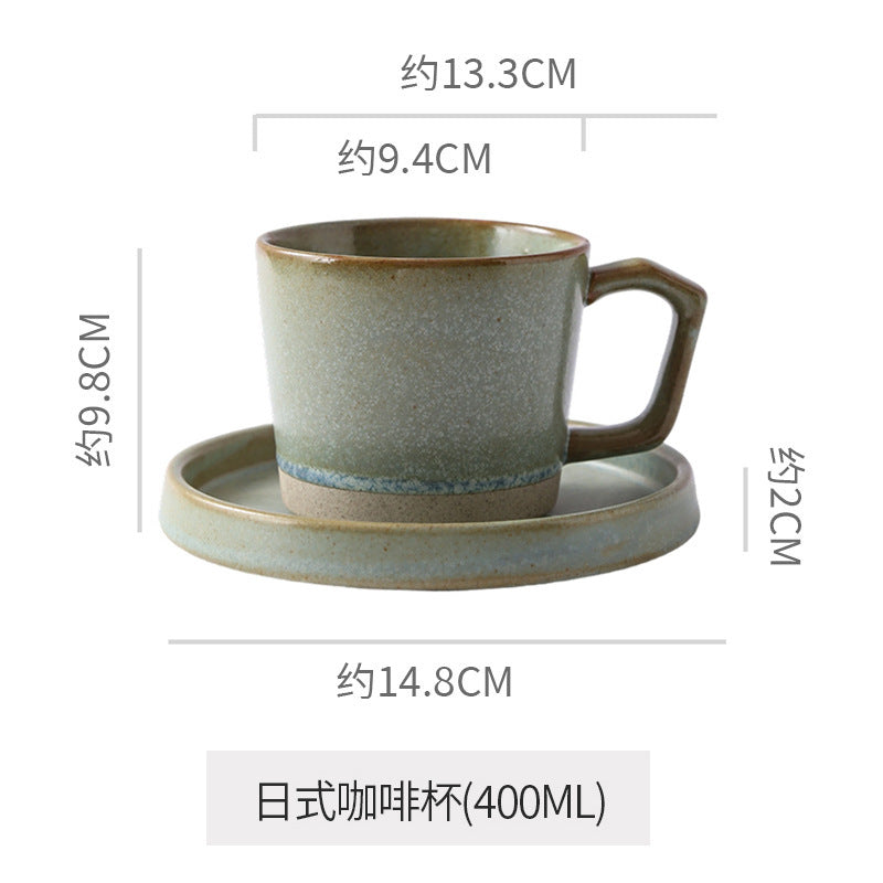 Retro japanese style mug kiln clay cup afternoon tea latte latte cup cake dessert plate for home mug
