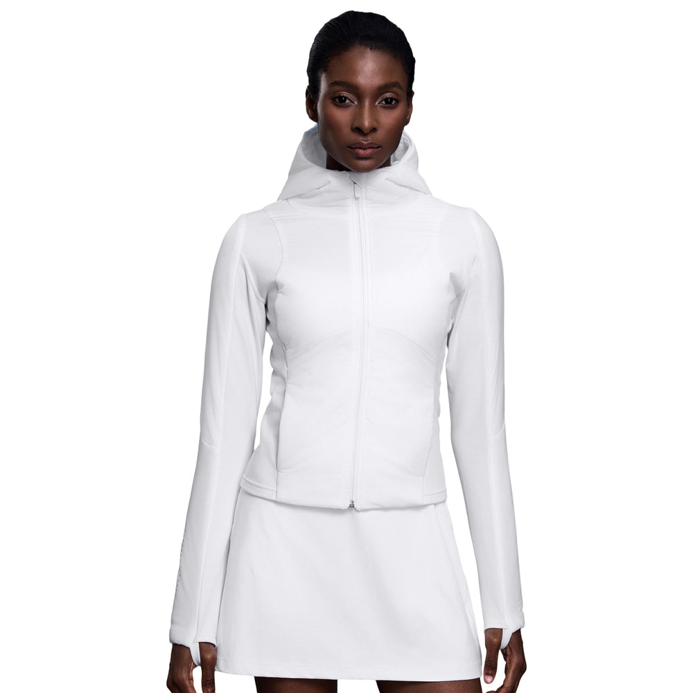 Women's fall/winter cropped lightweight padded cotton jacket - slim fit, fleece-lined, open front cardigan, sporty hooded top d25121