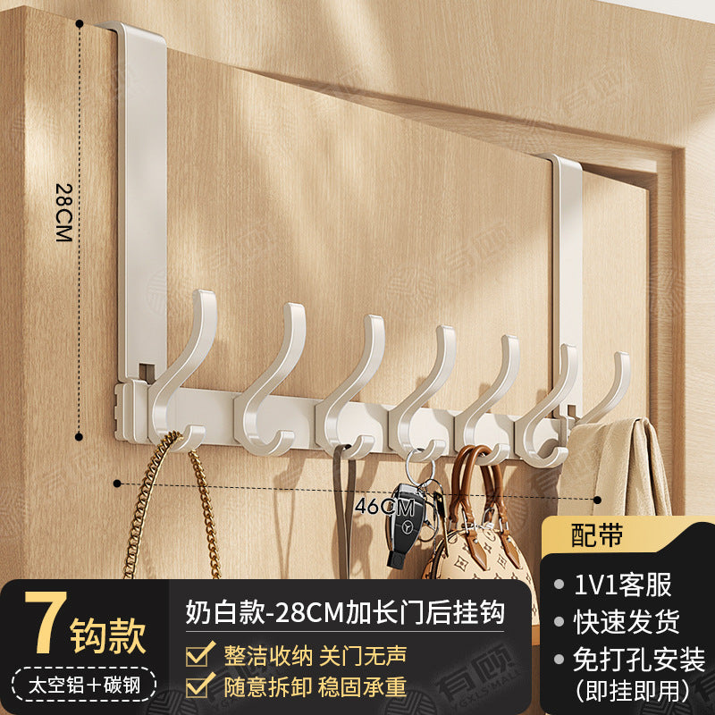Over-the-door hook - no drilling required, universal for bedroom & bathroom, space aluminum, extra wide, heavy-duty, rustproof, multi-purpose storage