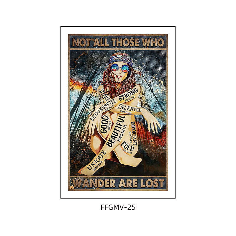 Bar decoration painting retro music dining bar restaurant KTV box hanging painting cafe clear bar abstract beautiful woman mural