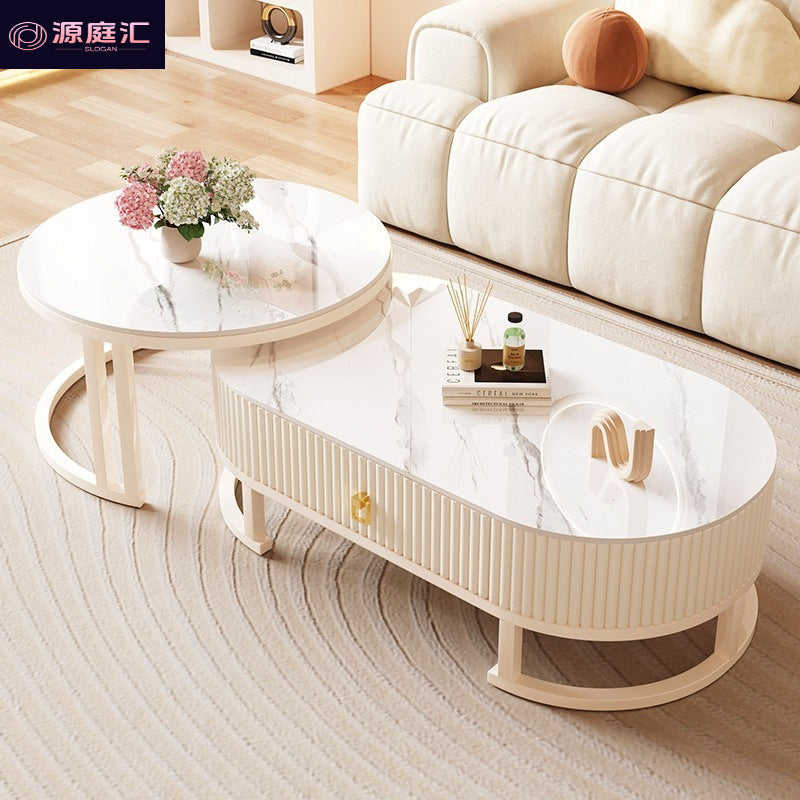 Cream style slate coffee table living room for homeaccessible luxury modern casual small apartment tea table popularfor home living room coffee table