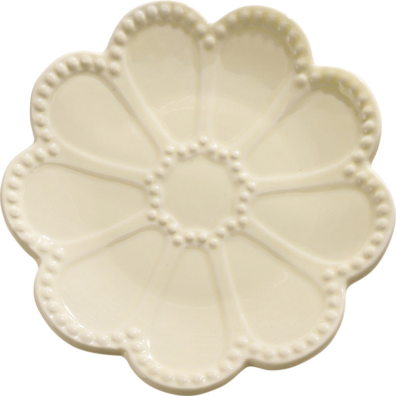 Ins creative floral desktop jewelry organizer ceramic tray - unique embossed entryway display & storage ornament