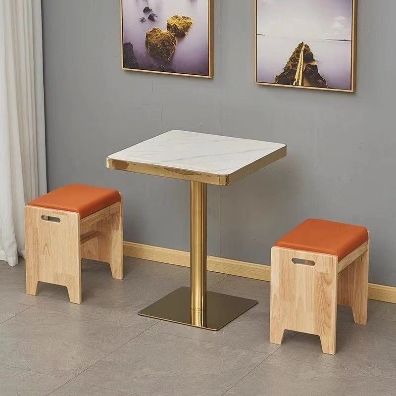 Commercial slate dining table theme restaurant barbecue shop snack shop restaurant ramen solid wood stool slate dining table casual style