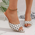 Export cross-border french polka dot pointed toe high-heeled sandals women's summer outer wear flip-flops women's shoes one piece dropshipping wholesale