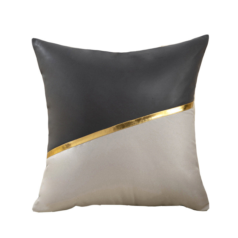 Modern casual sofa pillow no-wash technology cloth cushion pu inset cushion american patchwork pillow cover with core
