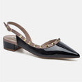 French nude chic flats - women's 2024 new rivet detail hollow-out leather shoes - summer dress heeled sandals