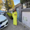 European and american cross-border women's fashion:  autumn new arrival - solid color v-neck batwing sleeve elegant long slit dress