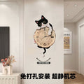 Cartoon cat wall clock - living room home decor, popular silent design,  new model, creative swinging wall clock for dining room
