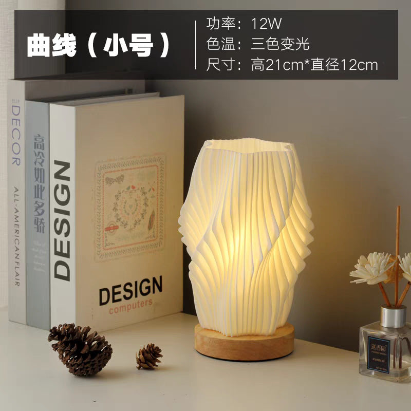 French cream style 3d solid wood table lamp - living room, bedroom, bedside, trendy romantic ambiance decorative ornament night light