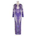 hot-selling european and american women's clothing sexy ripped tight-fitting hip-hugging dress hot diamond printing long skirt