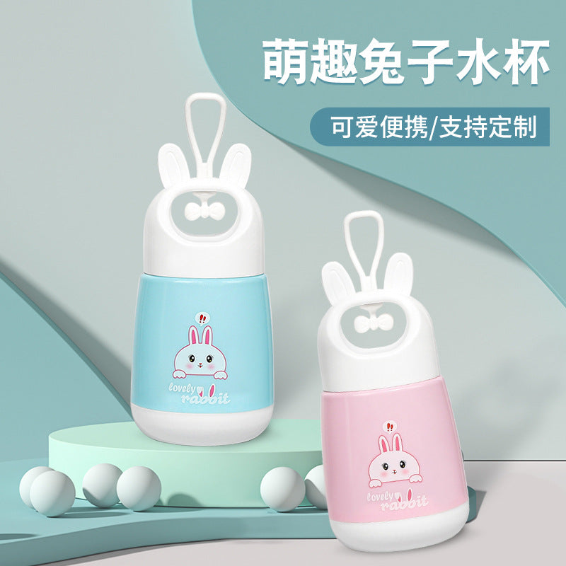 Cartoon rabbit mug, wide-mouth student water bottle, portable glass cup, cute women's cup, on-the-go gift cup, leak-proof