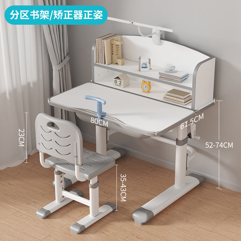 Children's study table Primary school students Writing homework desk Household simple children's desks and chairs Lifting table set