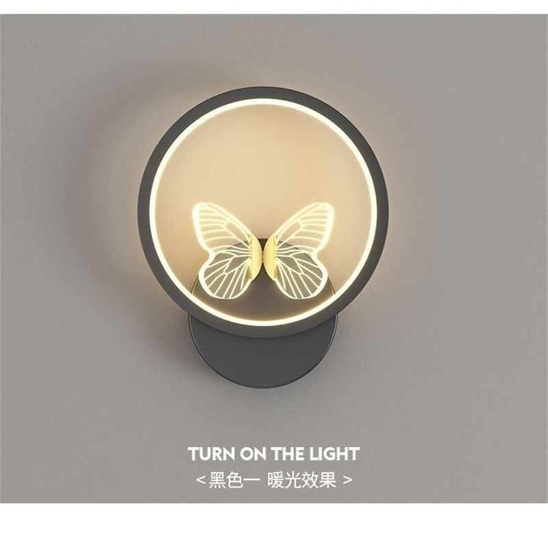 Led modern casualaccessible luxury pastoral for home hotel engineering butterfly gold black wall lamp scandinavian background wall bedside