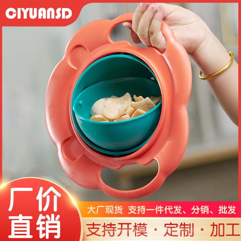 Baby bowl - 360° rotating gyro bowl, flying saucer bowl, baby balance bowl, kids' spill-proof, anti-scald, drop-proof feeding bowl