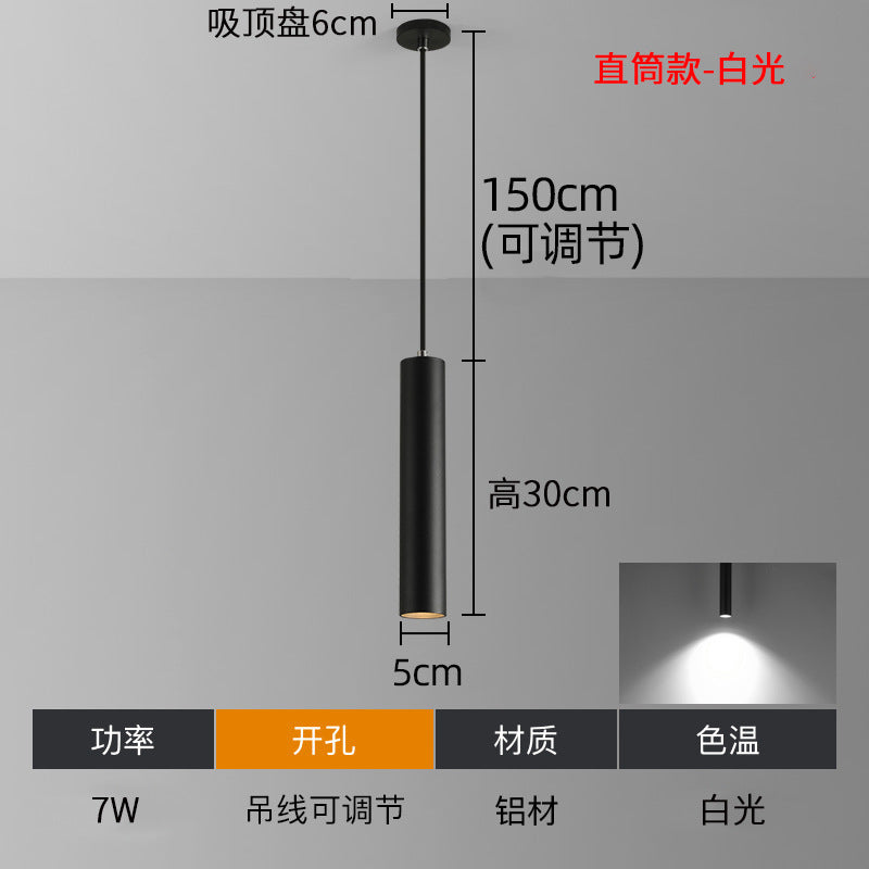 Led long tube spotlight pendant light - restaurant, bar, front desk cylindrical hanging wire lamp - 1688 source factory wholesale