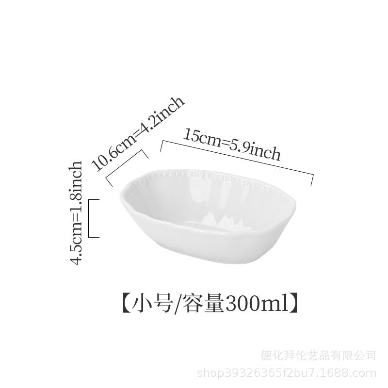 New nordic pure white baking bowl for home cheese rice plate salad bowl large ceramic deep bowl plate microwaveable